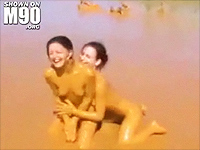2 Lesbian Teens Play In Mud